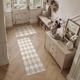 thumbnail image 2 of BERTHMEER 2-Piece Runner Rugs Sets of 2 Carpets for Hallway Kitchen Bedroom Bathroom Entryway Entrance Geometric Modern Rhombus Checkered Contemporary Non Slip Machine Washable, Beige, 2'x3'+2'x6', 2 of 5