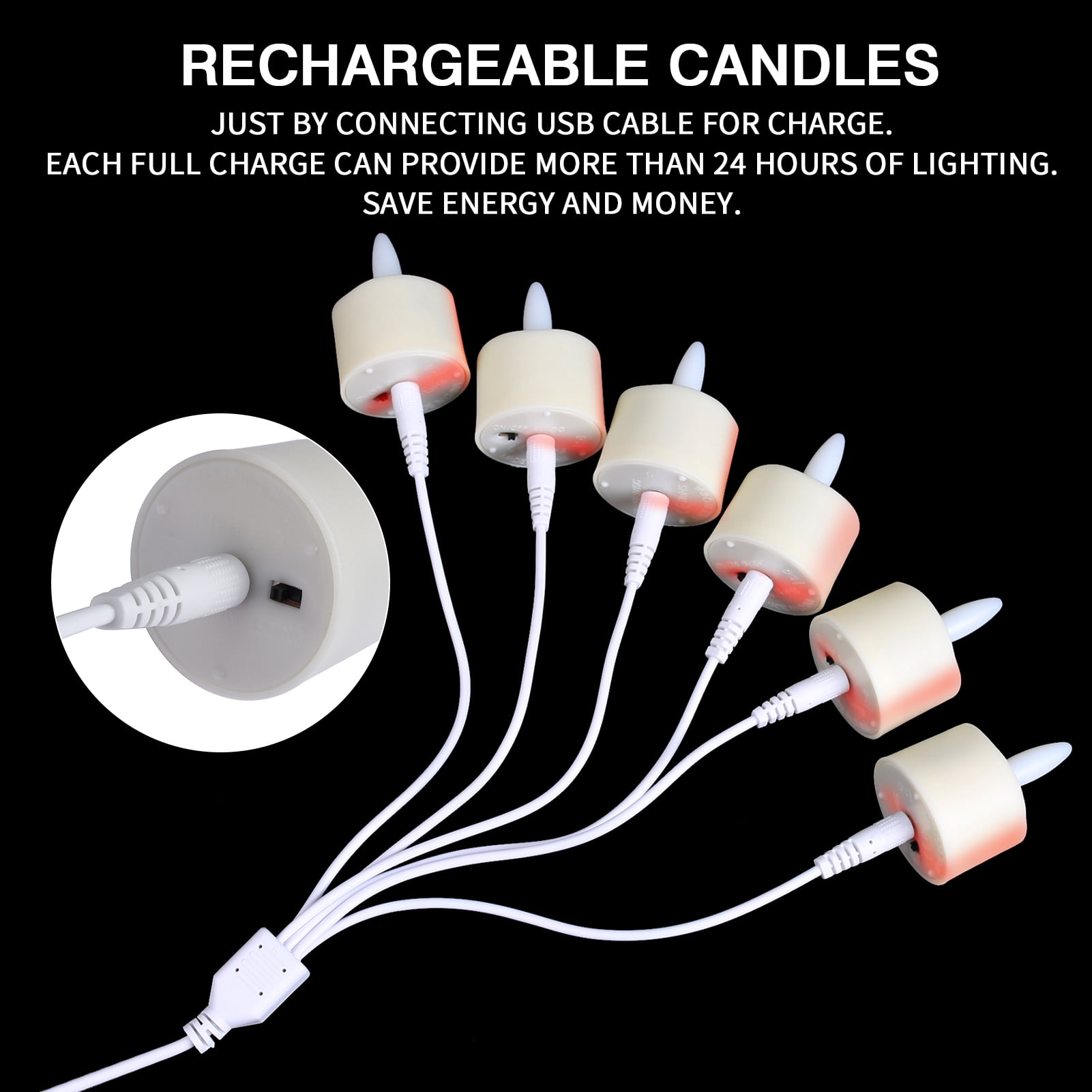 Rechargeable Candles Tea Lights 6-Pack with Remote Timer, LED Tea Lights Candles , Rechargeable Flameless Candles for Home Decor Seasonal Decor, Dia 1.5"X H 2.2''