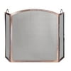 UniFlame 3 Panel Antique Copper Finish Screen with Arched Center Panel