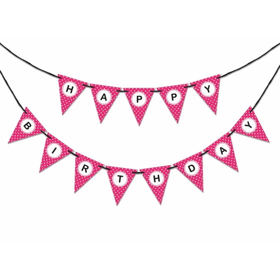 Inkdotpot Birthday Party DecorationsHappy Birthday Party GarlandBaby Girls Polka DotPennant Banner Flag
