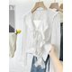 thumbnail image 3 of Blusa Femenina Con Cuello V, Volantes Y Plisado En Blanco, 3 of 30