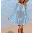thumbnail image 2 of Women's Swimsuit Coverup Crochet Sheer Beach Dress Slit Long Sleeve Bathing Suit Cover Up, 2 of 9