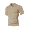 thumbnail image 4 of LIUJUNSHOP Men Summer Lightweight Solid Short Sleeve Casual Lapel Sport Shirt Comfortable Breathable Fashion Top Khaki XL, 4 of 9