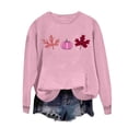 thumbnail image 2 of TKLPEHG Thanksgiving Shirts for Women Pumpkin Maple Leaf Fall Graphic Tops Long Sleeve Crew Neck Loose Casual Sweatshirt Fashion Daily Wear Pullover (Pink,L), 2 of 6