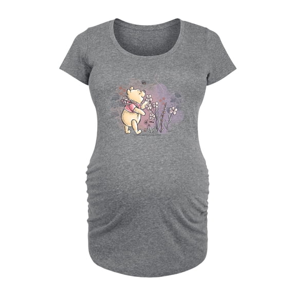 Winnie the Pooh - Smell the Flowers - Women's Maternity Scoop Neck Graphic T-Shirt