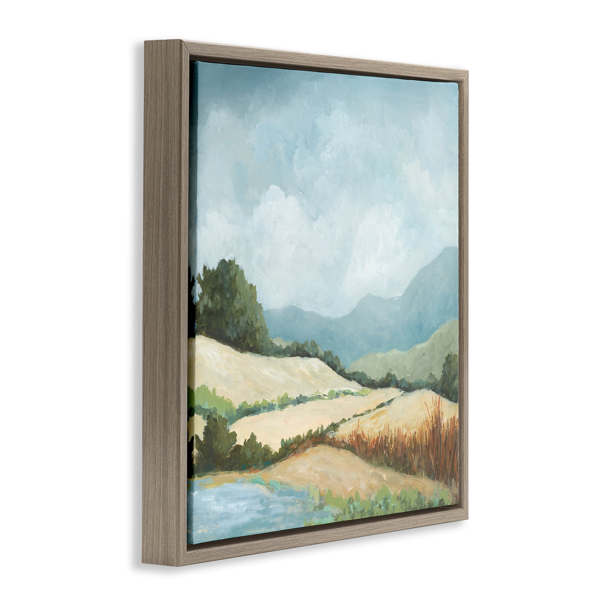 Stupell Industries Scenic Rural Hills Landscape & Nature Painting Brown Floater Framed Canvas Art Print Wall Art, 25 x 25
