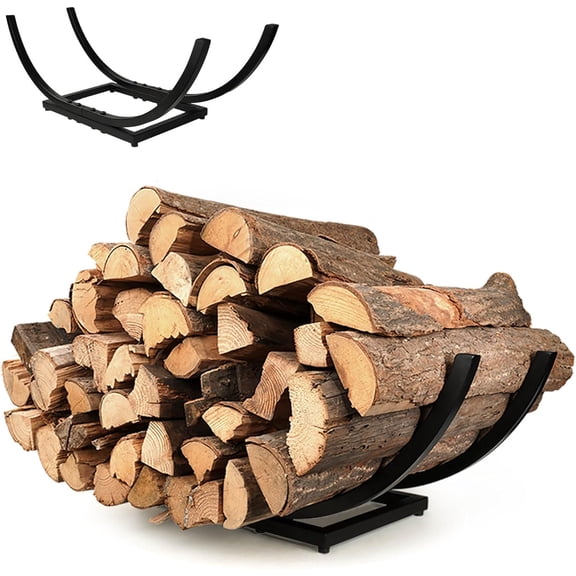 Curved Firewood Rack Firewood Holder: 30 Inch Heavy Duty Small Firewood Holder for Fireplace Indoor - Outdoor Log Rack Wood Holder