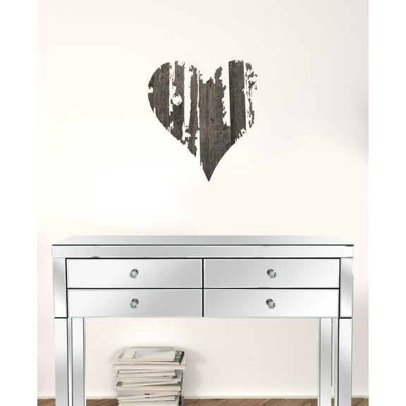 18" Rustic Farmhouse Gray Wooden Heart