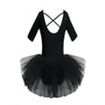 thumbnail image 6 of YONGHS Kids Girls Short Sleeves Ballet Dance Leotard Dress Mesh Tutu Skirt 2-14 Black 10-12, 6 of 7