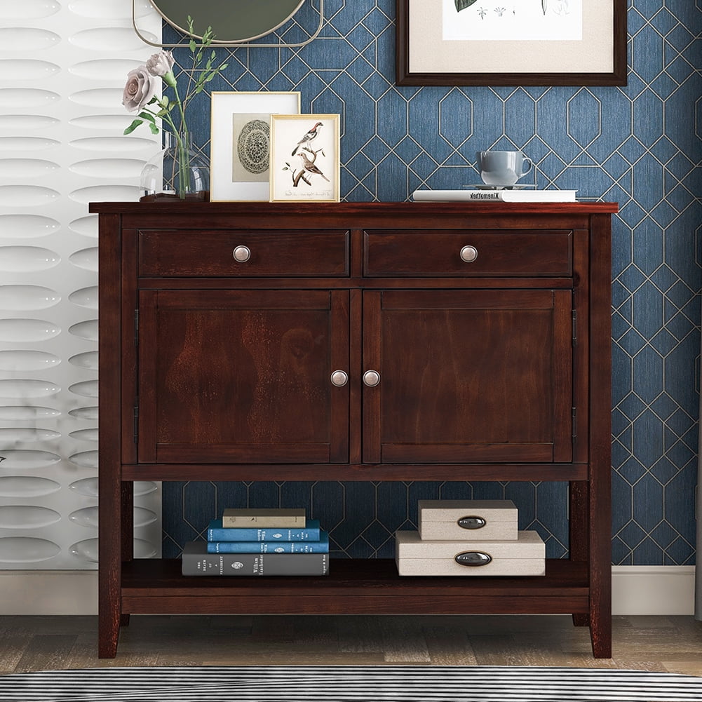 Lowestbest 39" Modern Console Table, Sofa Table, Entryway Side Table with 2 Drawers, 2 Cabinets and 1 Shelf (Espresso) Lowestbest 39" Modern Console Table, Sofa Table, Entryway Side Table with 2 Drawers, 2 Cabinets and 1 Shelf (Espresso)