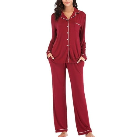

JANDEL Women s V-neck Long Sleeve Trousers Pajamas Suit Gray S-2XL