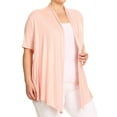 thumbnail image 2 of Moa Collection Women's Plus Size Short Sleeves Draped Open Front Casual Solid Cardigan, 2 of 5