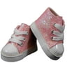 "18"" Doll Shoes Clothing Accessory for 18"" Dolls, high Quality Pink Sparkle High-top Sneakers & Box"