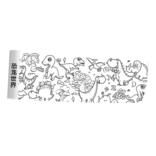 Rouleau de Papier à Colorier pour Enfants Monde des Dinosaures Papier à Dessin Adhésif