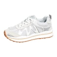 thumbnail image 5 of Rokment Womens Vintage Color Block Running Tennis Walking Shoes Fashion Sneakers Comfortable Breathable Mesh Memory Foam Basketball Volleyball Training Workout Fitness Skate Shoes White Size 9, 5 of 7
