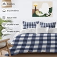 thumbnail image 4 of Navy Blue Check Duvet Cover Set, Farmhouse Buffalo Plaid Blue Soft Duvet Cover Full Size Bedding Set 4 Pieces, 1 Quiltcover and 2 Pillowcases with Zipper, 1 Bed Sheet for All Seasons, 4 of 9