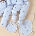 thumbnail image 7 of CAUYDY Preemie Baby Girl Boy Clothes Pants Hat Bib Bellyband Layette Set 7-Pieces Newborn Pajamas Cotton Outfit for Fall Winter Spring Summer All Seasons (Sizes 0-3 Months,Blue), 7 of 7