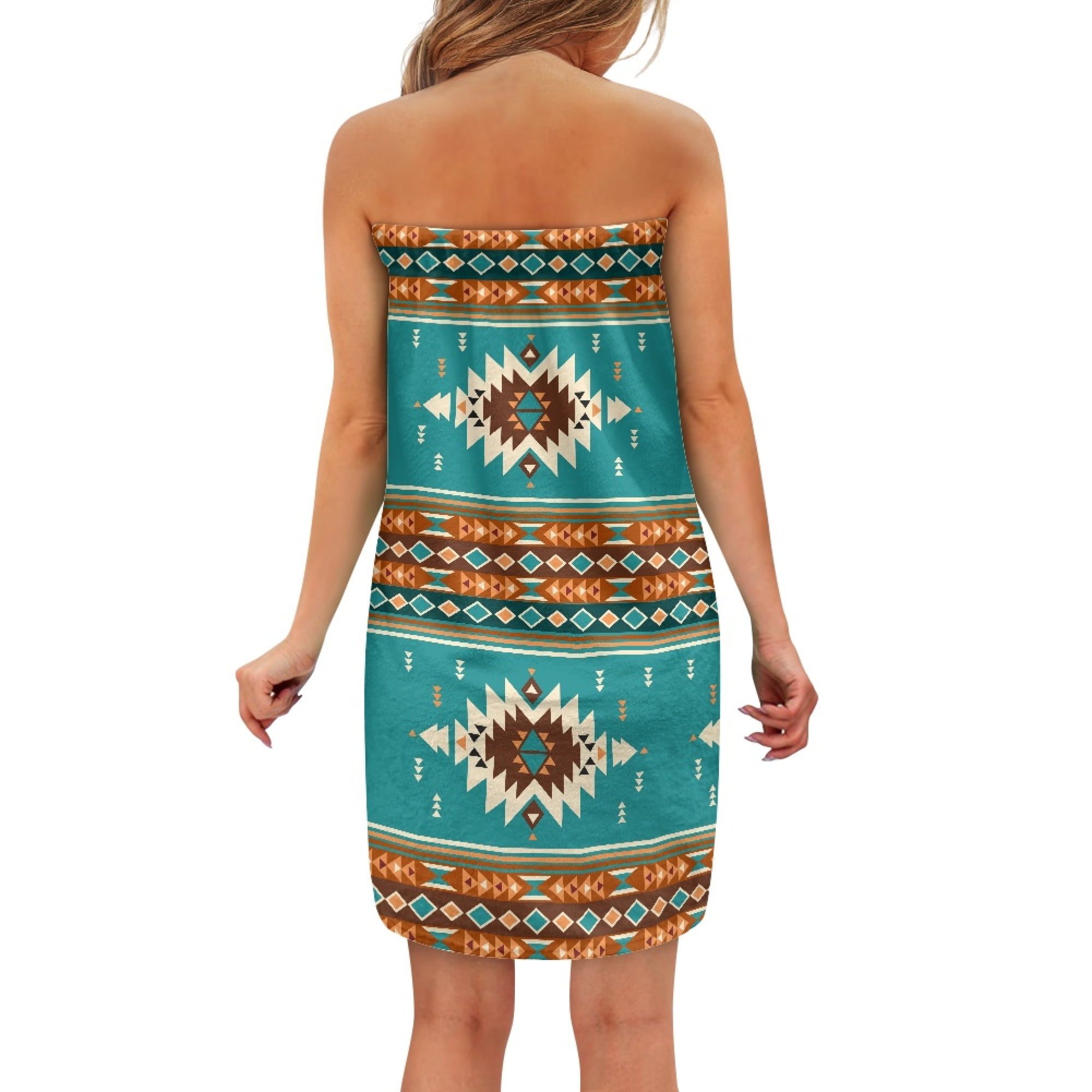 Yuyamidu Aztec Ethnic Gemoetric Body Wrap Towel for Women Lightweight Bath Wrap with Pocket Stretchy Shower Towel Wrap Comfortable Bath Towels Knee Length Bath Sheets Size XL