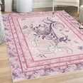 thumbnail image 1 of Spring Decorative Rug, Swirling Floral Look Design of Blossoming Flowers and Flying Butterflies, Quality Carpet for Bedroom Dorm and Living Room, 6 Sizes, Purple Pink Pale Rose, by Ambesonne, 1 of 4