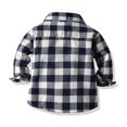 thumbnail image 4 of LYHaoo Kids Toddler Flannel Shirt Jacket Plaid Long Sleeve Lapel Button Down Shacket Baby Boys Girls Shirt Top Coat Outwear Stretch Casual Sizes 3-6 Months Blue, 4 of 6