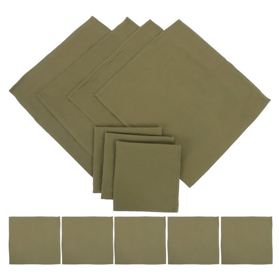 OUNONA Set of 12 Cotton Dinner Napkins 40cm, Soft Natural Olive Green, Washable Reusable Cloth Napkins for Weddings Parties Home