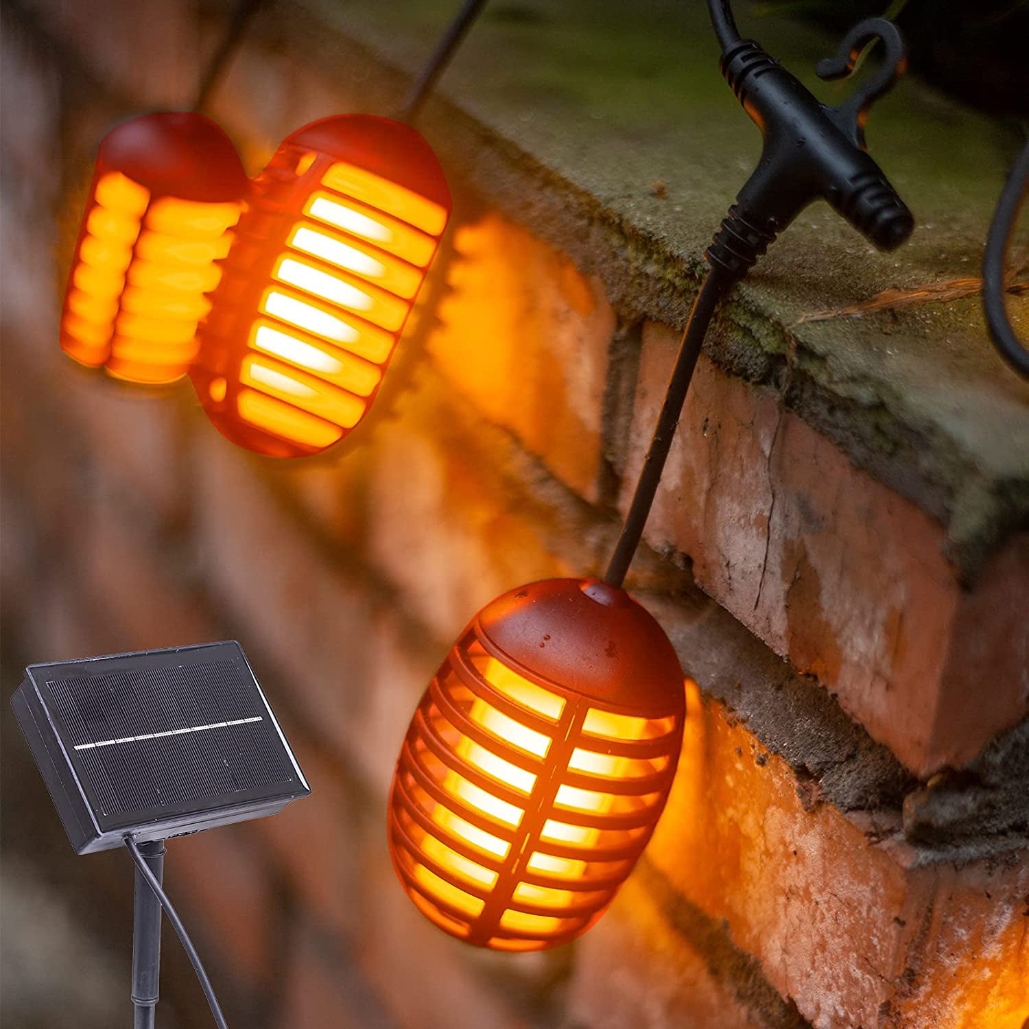 Rechargeable Halloween Flame Light Bulbs Waterproof Hanging Lantern Night Lights 