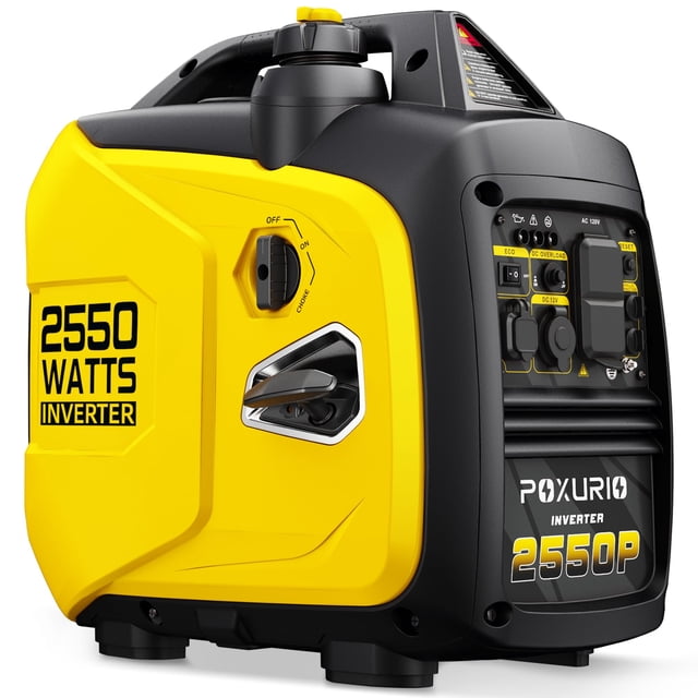 Generador portátil POXURIO de 2550 W, tanque de combustible de 4 L, gasolina, 120 V