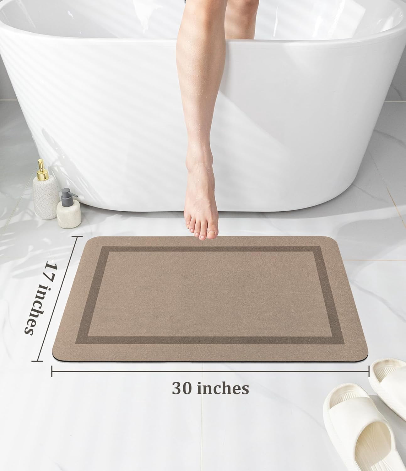 Bathroom Mat Rugs 24x16, Ultra Thin Magic Mat Bathroom Rug Non Slip Bath Rugs Quick Dry Absorbent Bath Mats for Bathroom Floor, (Grey, 24"x16")
