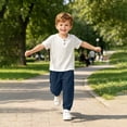 thumbnail image 2 of CHEEREAM Summer Sets For Kids Jogger Pants and Short Sleeve Button Crew Neck Shirt Boys Leisure Active Beach 2-Piece Outfits, 2 of 6