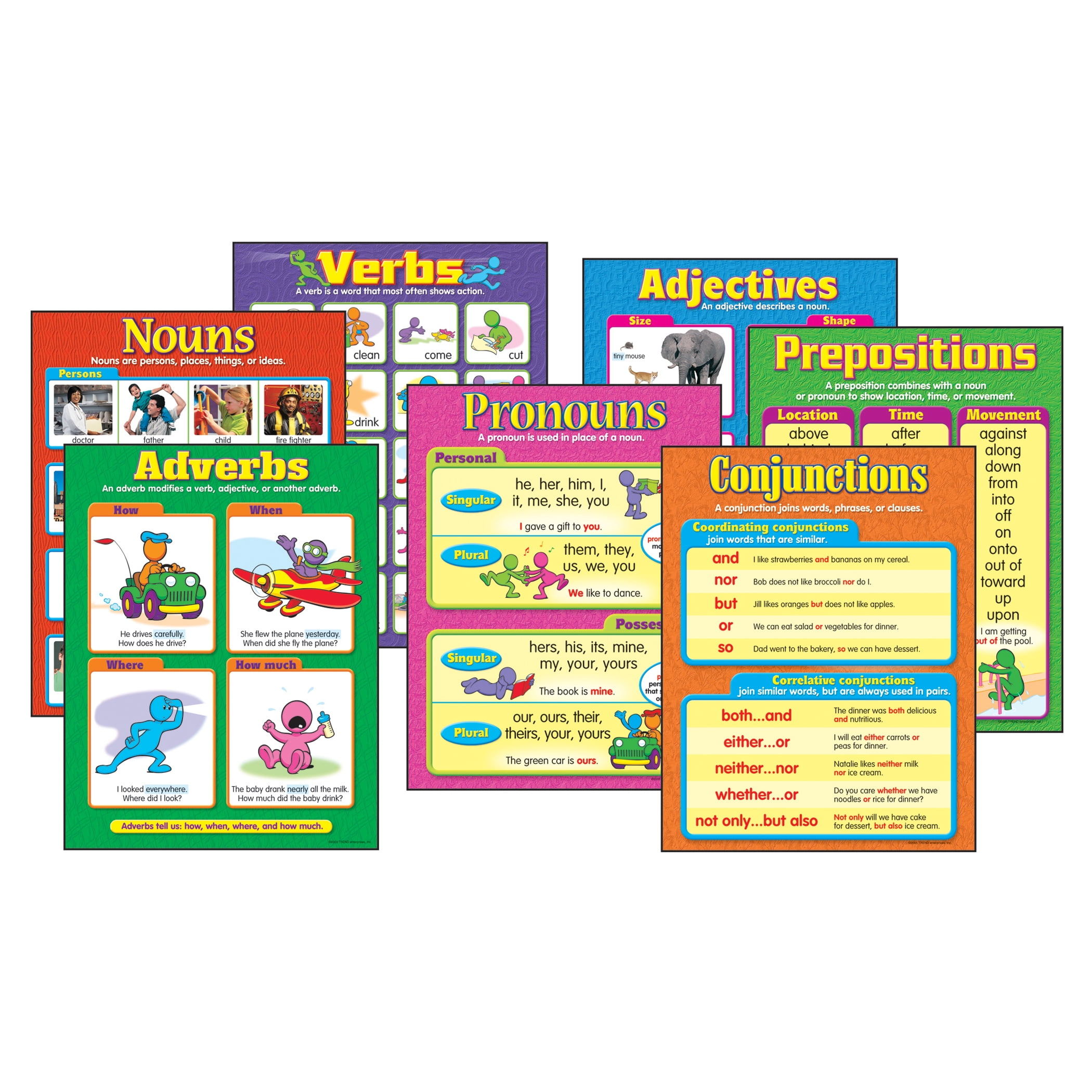 TREND Seven Parts of Speech Learning Charts Combo Pack, Set of 7