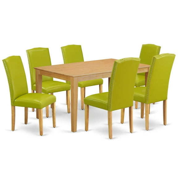 East West Furniture Dining Room Set Oak, CAEN7-OAK-51