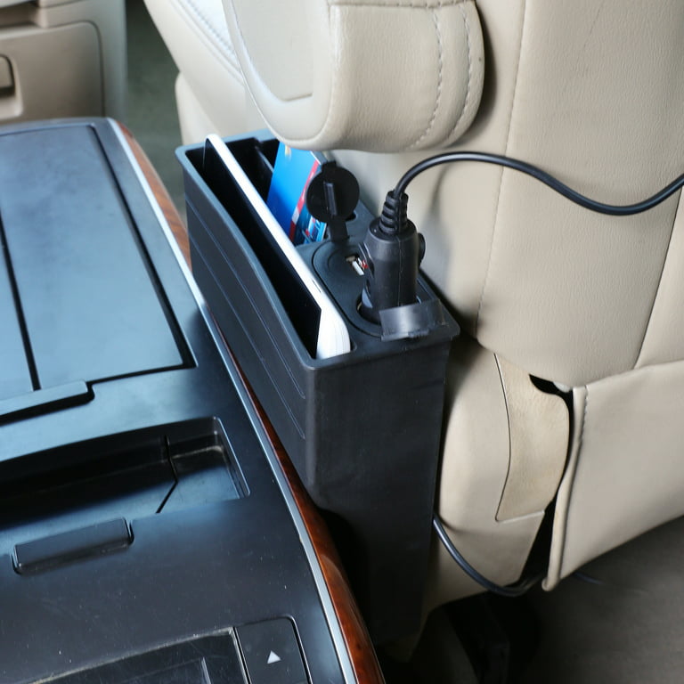 Auto Drive Vehicle 12V USB Charger Organizer, Multi-size Space, Black 