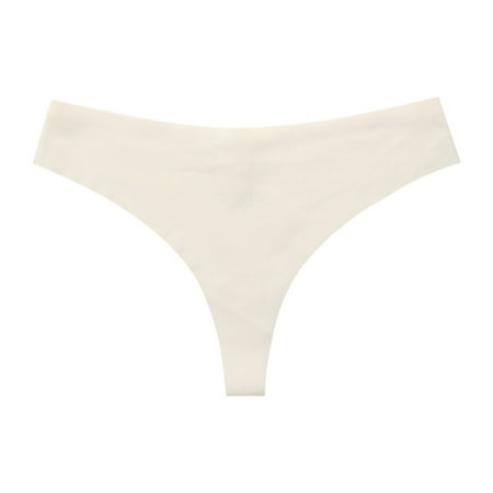 Upioiwer Cotton Underwear Women No Panty Line Underwear Women Europe And The United States Sexy Traceless Ice Silk Women Panties Simple Onepiece Type Low Waist Large Size Metal Ring Women S Thong