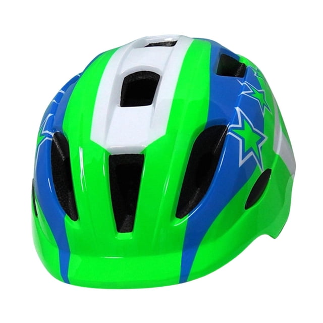 Casco de bicicleta para niños, casco de skate, ajustable, ventilado, multideporte para bicicleta de equilibrio Azul Blanco Verde