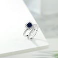 thumbnail image 5 of Gem Stone King 1.52 Cttw Blue Created Sapphire and Moissanite Wedding Engagement Ring Band Bridal Set for Women | 925 Sterling Silver | Cushion 6MM | Available in Size 5, 6, 7, 8, 9, 5 of 6