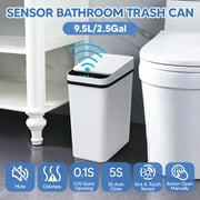 Bathroom Trash Can,2 Pack 2.5 Gallon Trash Cans with Lid,Automatic Trash Can for Kitchen with Garbage Bags,Small Trash Bin for Bathroom,Office,Kitchen,Bedroom