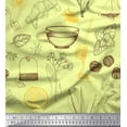 thumbnail image 1 of Soimoi Silk Fabric Tea Cup,Star Anise & Lemon Slice Vegetable Printed Craft Fabric by the Yard 42 Inch Wide, 1 of 1