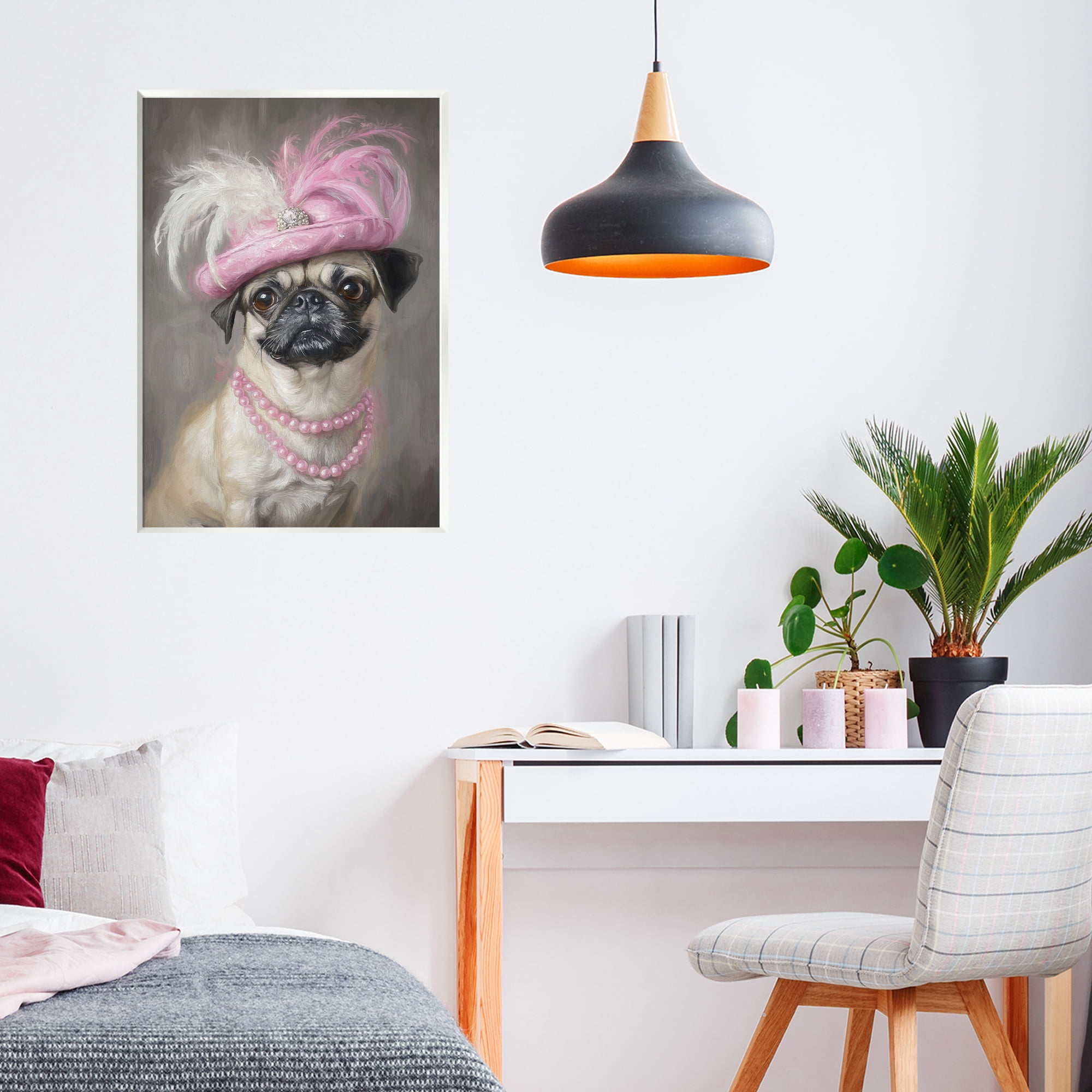 Stupell Industries Lady Pug Portrait Wall Plaque Art, design by Tina LeCour