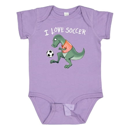 

Inktastic I Love Soccer-Dinosaur in Orange Boys or Girls Baby Bodysuit