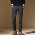 thumbnail image 4 of Pantalones azules de oficina para trabajo para hombres, pantalones ajustados con diseño de rayas para hombre, pantalones formales coreanos, reseñas de muchos pantalones chinos de lujo para hombre, tel, 4 of 5