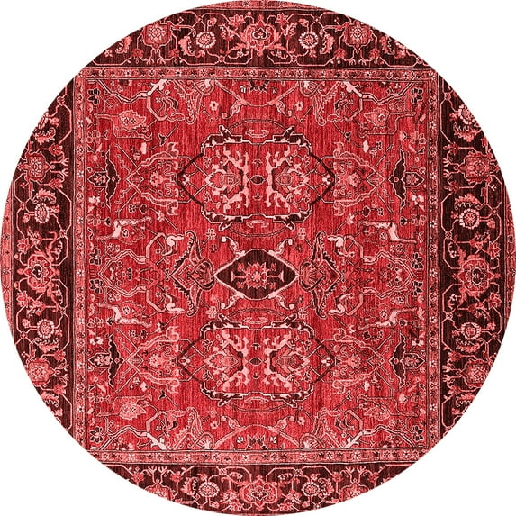 Ahgly Company Indoor Round Oriental Red Industrial Area Rugs, 5' Round