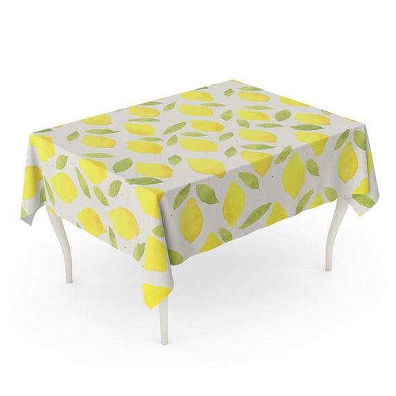 LADDKE Colorful Summer Watercolor Pattern on Cute Lemon Hand Berries Tablecloth Table Desk Cover Home Party Decor 60x120 inch