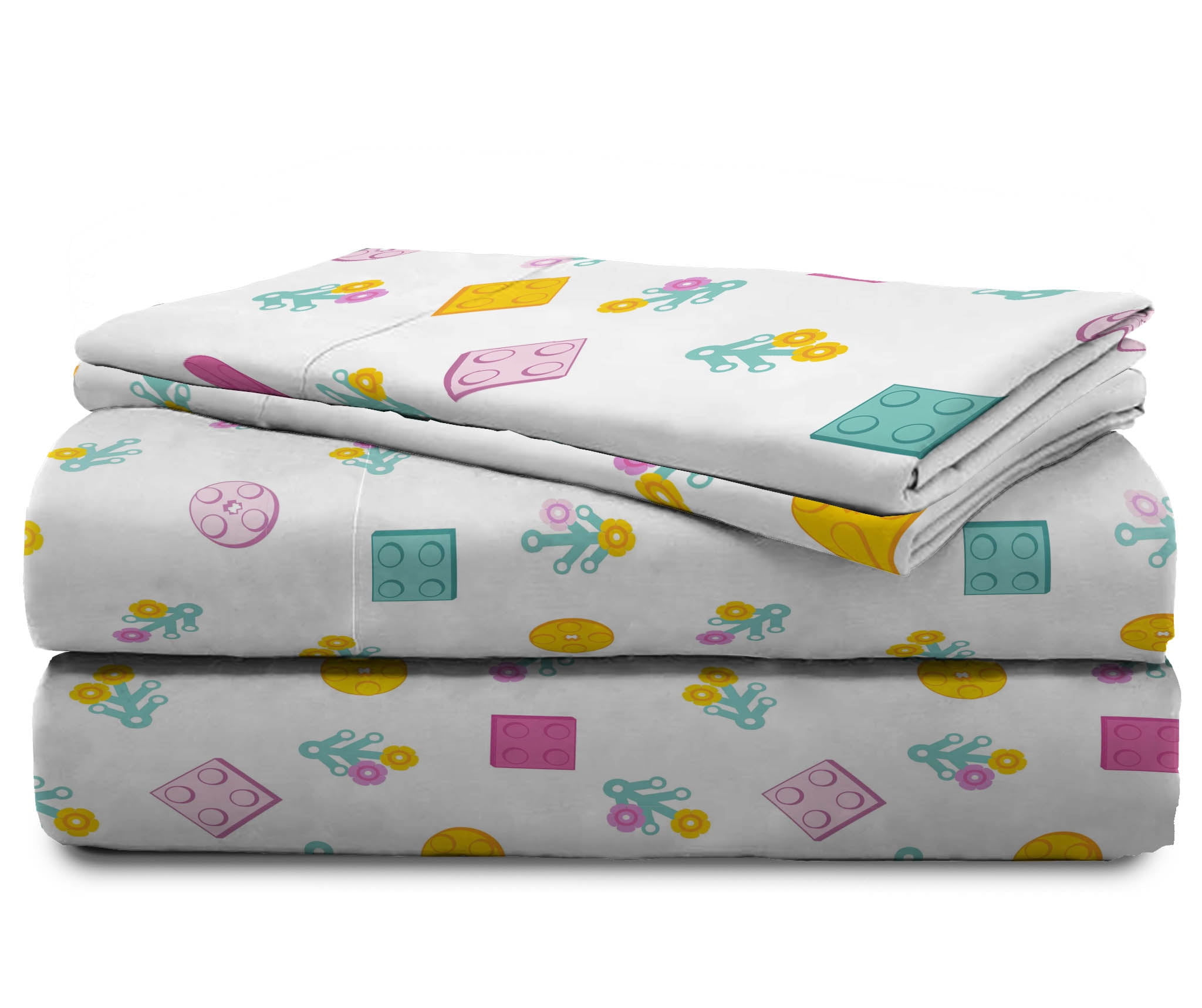 LEGO® Floral(s) Kids 4 Piece White Bed Sheet Set, Full