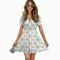 thumbnail image 2 of Optical Illusion Mandala Women Dress V-Neck Short Sleeve Flowy Swing Party Midi Dress, 2 of 4