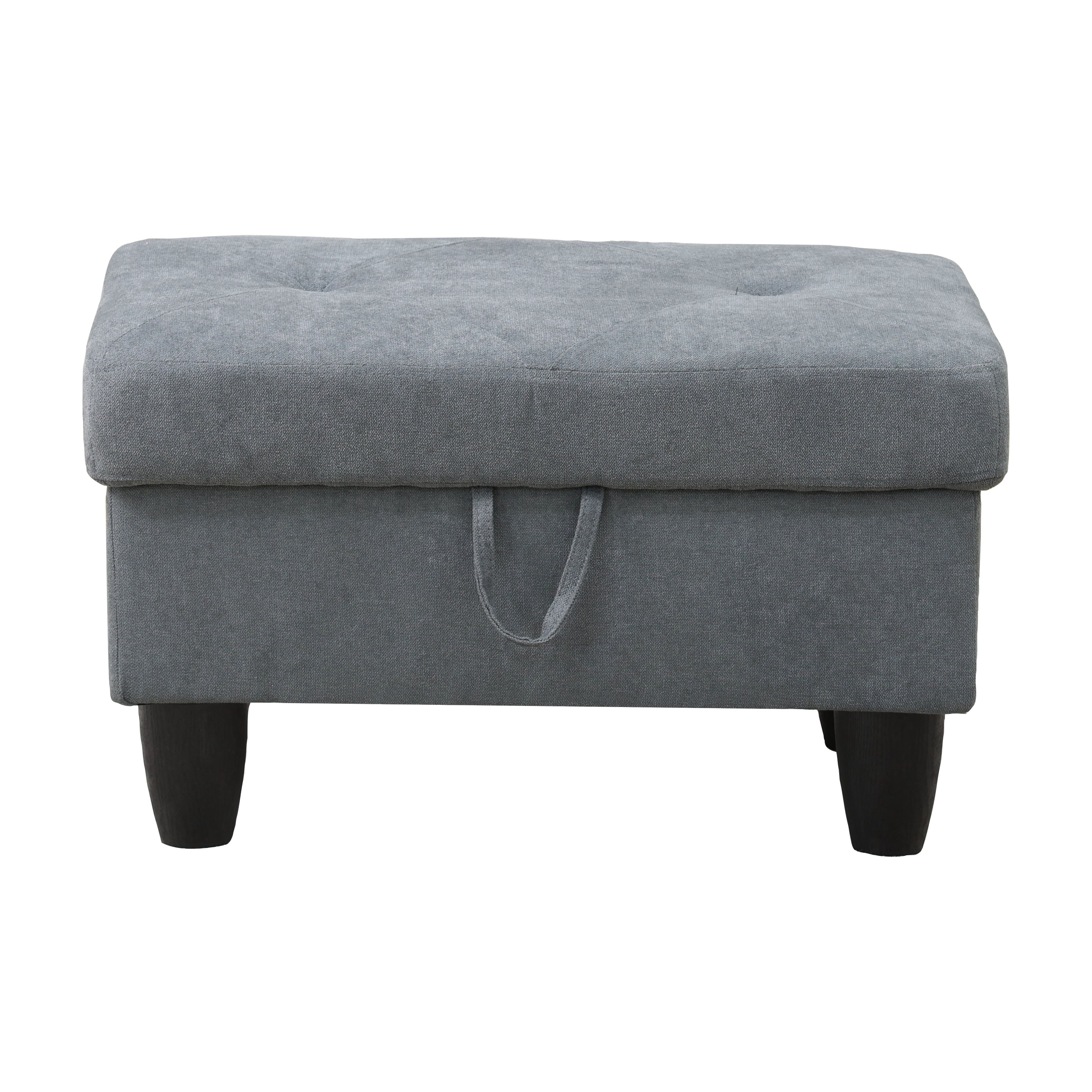 Gewnee 28.5" Storage Ottoman Bench Flannelette Upholstered for Living Room Bedroom Entryway Light Gray