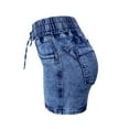 thumbnail image 5 of LYMAYTER Elastic Waist Jean Shorts for Women's Slim Denim Shorts High Waist Cowboy Shorts Drawstring Denim Shorts S-XL, 5 of 8