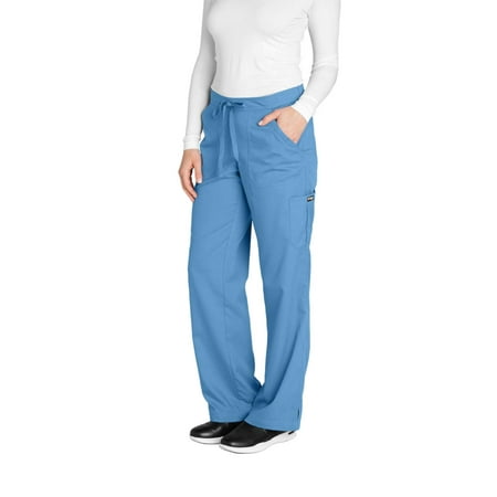 Grey's Anatomy Women's 4245 Junior Fit 4-Pocket Elastic Back Scrub Pants, Ciel Blue, X-Small/Tall