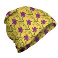 thumbnail image 1 of Purple and Yellow Unisex Beanie, Flowers and Twigs, Hiking Outdoors, Mustard Fuchsia, by Ambesonne, 1 of 1