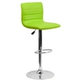 thumbnail image 2 of BizChair Modern Green Vinyl Adjustable Bar Stool with Back, Swivel Stool with Chrome Pedestal Base and Footrest, 2 of 12