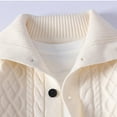 thumbnail image 6 of Mens Sweater Cardigan with Pockets Zip-up/Button-up Cable Knit Jackets Lapel Long Sleeve Loose Casual Outerwear (2XL, Beige), 6 of 7